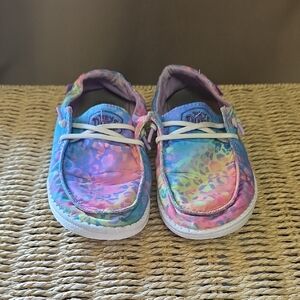 Hey Dude Kids Tie-Dye Slip-On Shoes with Elastic Laces - Multicolor